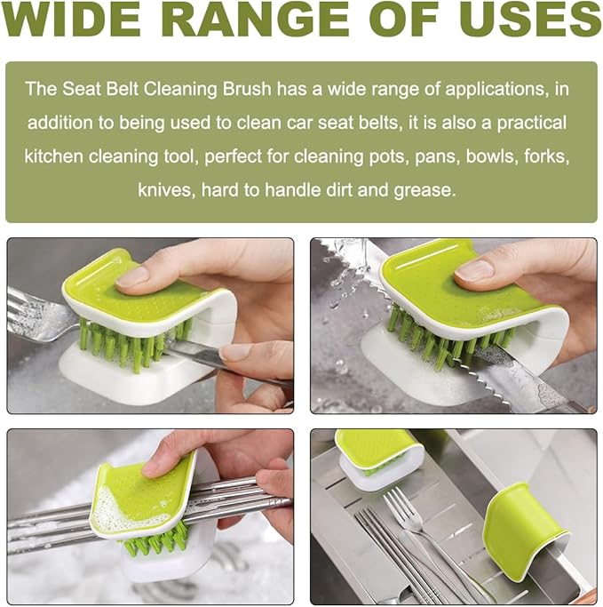 Car Seat Belt Cleaning Brush, U-Shaped Auto Interior Washing Brush with Double-Sided Bristles, Closeable Safety Belt Bristle Scrubber Cutlery Cleaner Brush for Car Home (2 PCS)