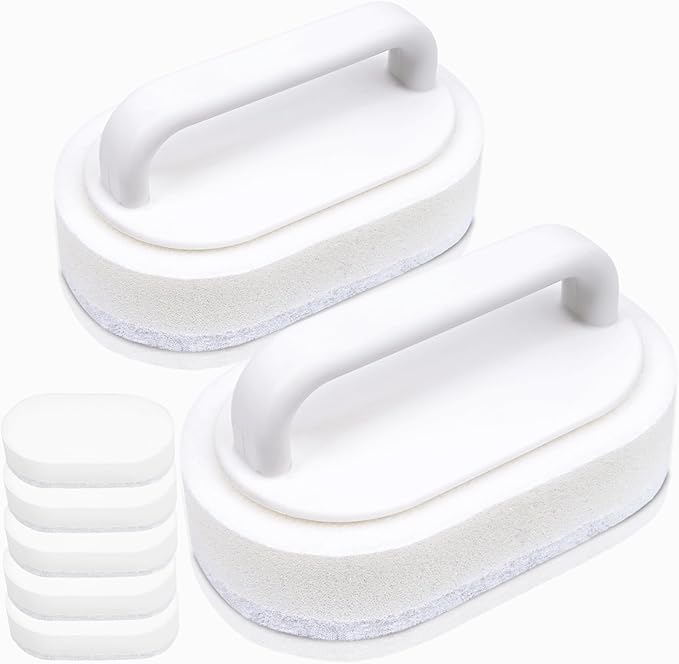 Thickened Handheld Scrub Pad for Hot Tubs, Spas & Pools, Non-Scratch Replaceable Scouring Pads for Tile Cleaning, 5 Pack