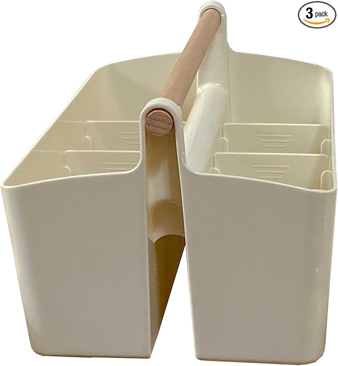Cleaning Caddy Organizer With Handle – Wearable Bag For Supplies, Multiple Compartments For Storage – Portable Shower & Bathroom Caddy, Ideal For Dorms, College Life, Housekeepers & More (Beige)