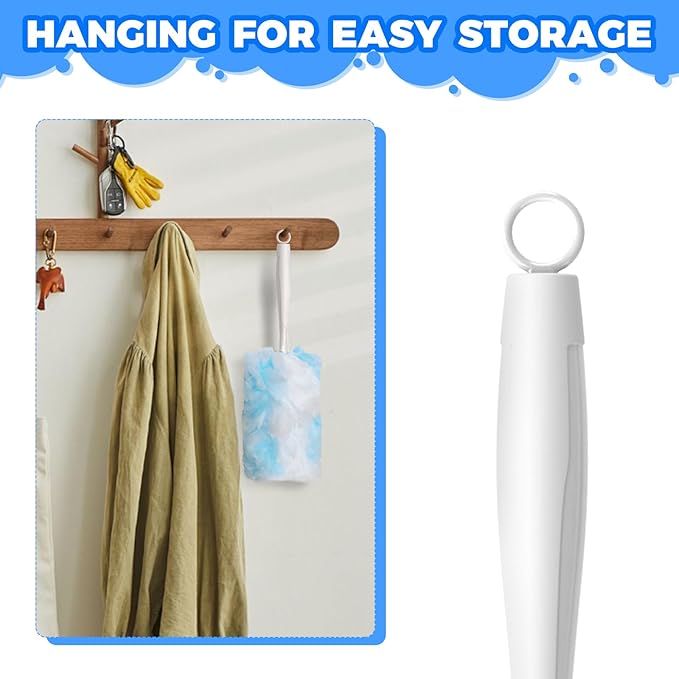 5PCS Duster Refills Folding Handles Set Compatible with Swiffer Dusters,Disposable Static Dust Removal Brush Handle for Dusting Electronics,Furniture,Blinds,Ceiling Fans (5, White)