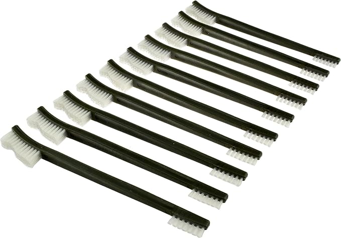 SE 10-Piece Double-Ended Gun Cleaning Brush Set, Gun Cleaning Supplies Kit, 7-inch Nylon Bristle Brushes, Plastic Handle - 7615NB10PCS