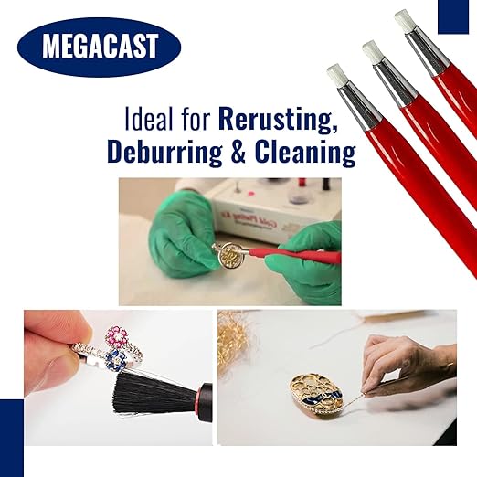 Fiberglass Scratch Brush Pen - 3 Pack - Jewelry, Watch, Coin Cleaning, Electronic applications, Removing rust and corrosion
