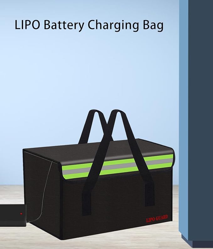 Lipo Battery Safe Bag Large Capatity Fireproof Bag for Ebike Lipo Battery Other Batteries Storage Charging Transport Home Office Travel Safe Storage Pouch