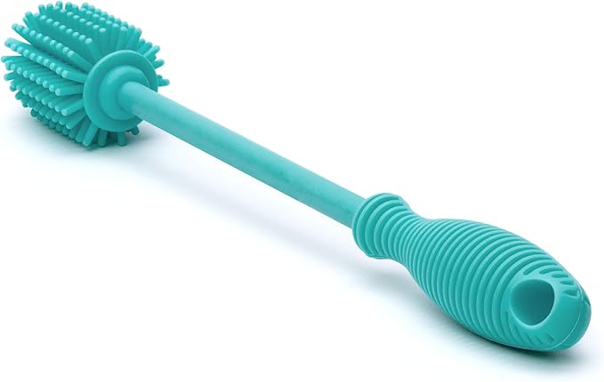 Chicco 9.5” Silicone Bottle Brush with Food-Grade Silicone Bristles | Dishwasher & Sterilizer Safe | Non-Slip, Comfort Grip Handle | Hangs for Drying & Storage | Teal