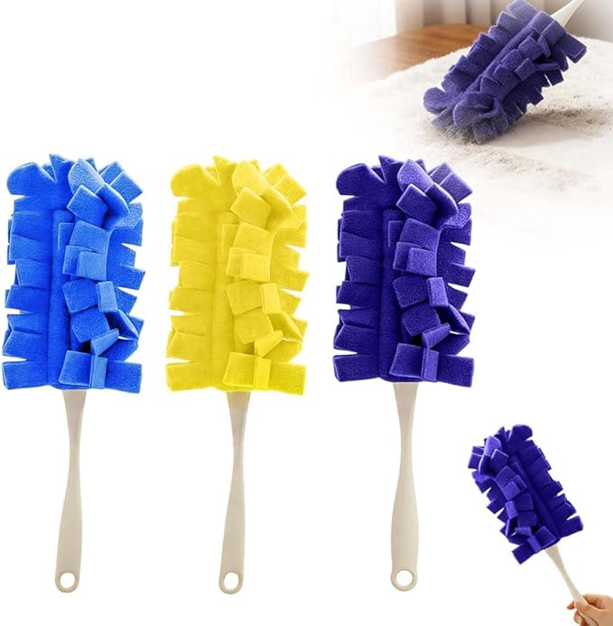 Reusable Duster Refills, Fleece Duster Refill Reusable Dusters for Cleaning, Electrostatic Duster Refills Washable Cleaning Pads Tools for Home, Blinds, Car, Furniture (Blue + Yellow + Purple)