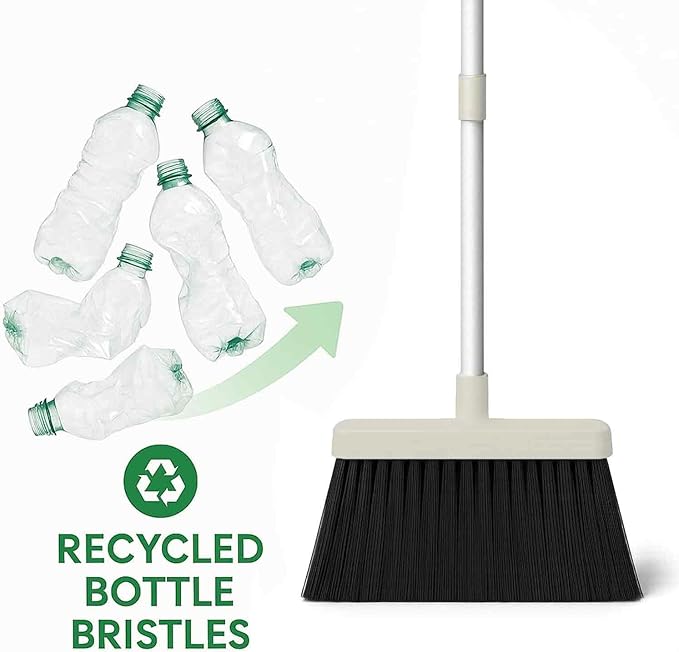 Broom and Dustpan Set,Standing Dustpan Broom Set,Broom with Dustpan,Broom and Dustpan,Broom Dustpan Set with Rubber Lip Dustpan, Indoor Broom Cleaning Set for Home Kitchen Room Floor Sweeping