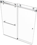 VITRA-200 56.5-59" W x 78" H Twinglide Frameless Shower Door w/ 3/8" Clear Tempered Glass (Chrome)