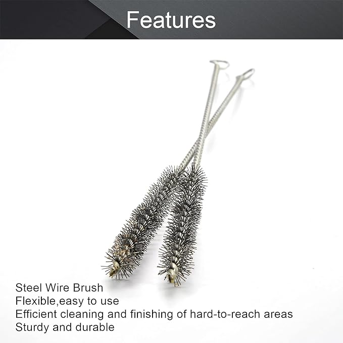 Utoolmart Steel Wire Cleaning Brush, Spiral Power Tube Brush, Steel Wire Tube Brush Cleaning Tool, Tube Bottle Brush, 0.6-inch Diameter 12-inch Length, 2pcs