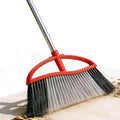 Commercial Heavy Duty Outdoor Broom, 15.7" Extra Wide Angle Broom with 4-Layer Stiff Bristles, Adjustable 38-53.5" Handle for Patio Garage Garden Yard Concrete (Red)