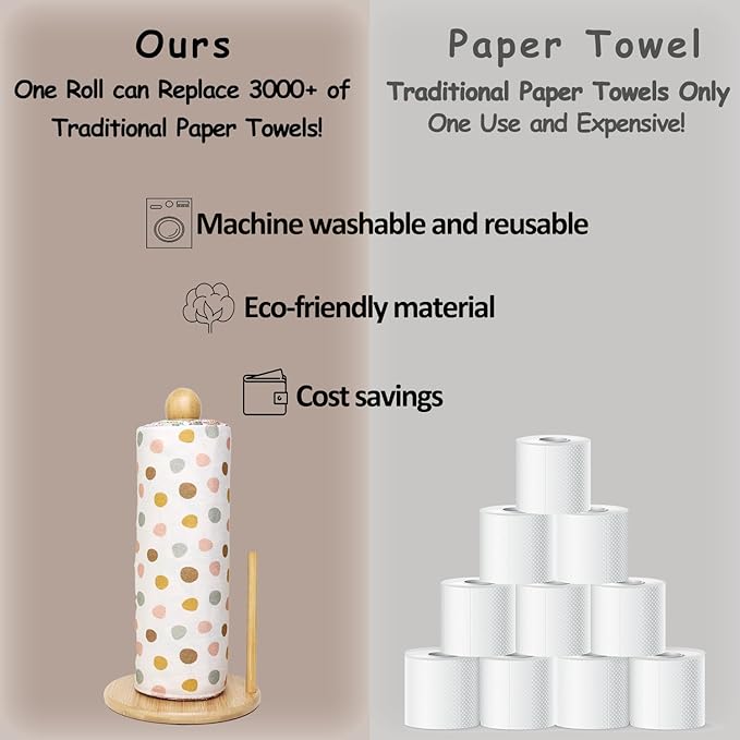 25 Pack Reusable Tissue Paperless Towel Roll Washable Cotton for Kitchen Towels Zero Waste Products Replacement Tissue (RT-K)