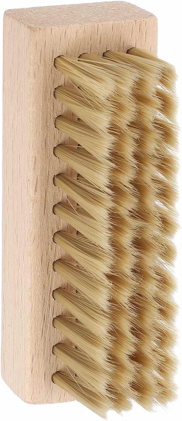 HARFINGTON Shoe Cleaning Brush 4"x1" Beech Wood Nylon Boot Polish Brushes for Leather Shoes Boots Cloth Cleaner, Gray Brown Wood