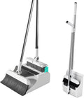 Upgrade 3-in-1 Standing Broom and Dustpan Cleaning Set, Long Handle Soft Bristle, Upright Design Cleaning Set for Home, Office, Indoor&Outdoor Sweeping