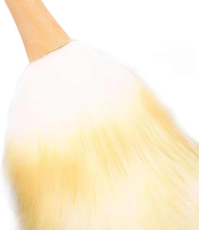 Wooden Handle Lambswool Duster, Soft Wool, Multifunctional Cleaning Brush for Blinds Table Piano, Home Use, Musical Instrument (Long Handle)