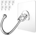 Large Adhesive Hooks 8-Pack, Heavy Duty 44lb(Max) Wall Hooks for Bathroom, Outdoor, Strong Self-Adhesive Towel & Coat Hooks, Waterproof Transparent Utility Hooks for Home Improvement