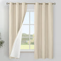 YoungsTex Natural Linen 100% Blackout Curtains for Bedroom, Thermal Insulated Drapes with Grommet Full Room Darkening for Living Room Window, 2 Panels, 38 X 63 Inch