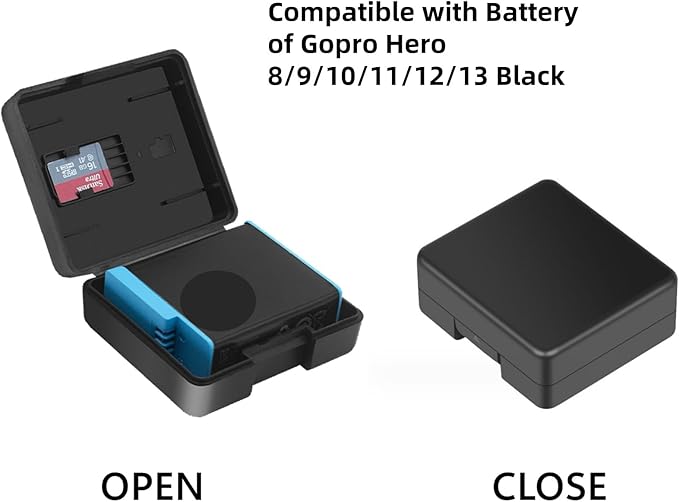 Pack of 4 Plastic Protective Storage Case Boxes Compatible with Battery of Gopro Hero 8/9/10/11/12/13 Black Cameras, Multifunctional Battery Case Organizer with Memory Card Slot