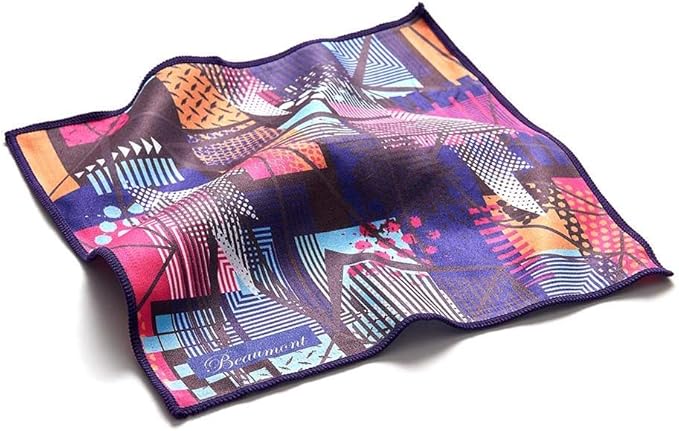 Beaumont Musical Polishing & Cleaning Patterned Neon Arcade Instruments Trumpet Clarinet Sax Flute Recycled Microfibre Cleaning Cloth Brass Silver 25 x 25cm (BFC-NA)