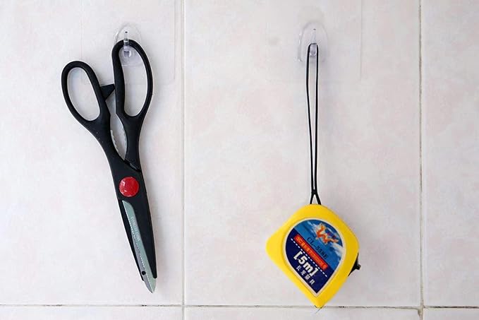 FIGO 10 Packs 15lB(Max) Seamless Small Wall Hooks Adhesive Transparent Seamless Hooks Very Creative, Practical Hook for the Drill-free Wall