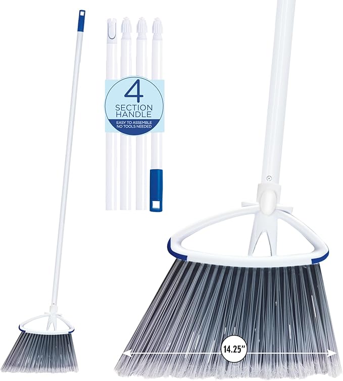 LOLA Large Angle Broom w/up to 14.25" Wide Sweeping, Bristles are Recycled Soda Bottles, Indoor Use & Tight Spaces, 1 Count