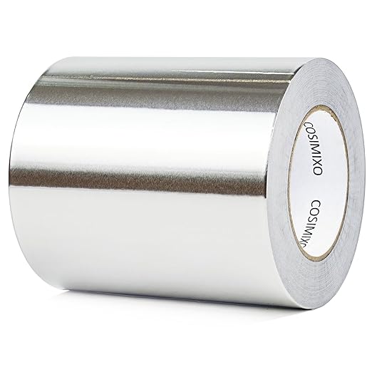 COSIMIXO Silver Aluminum Foil Duct Tape 6 Inches x 55Yards,Heavy Duty,High Temperature Sealing and Patching,Perfect for HVAC,Air Ducts,Foamboard,Metal Repair,Insulation,Dryer Vent and More