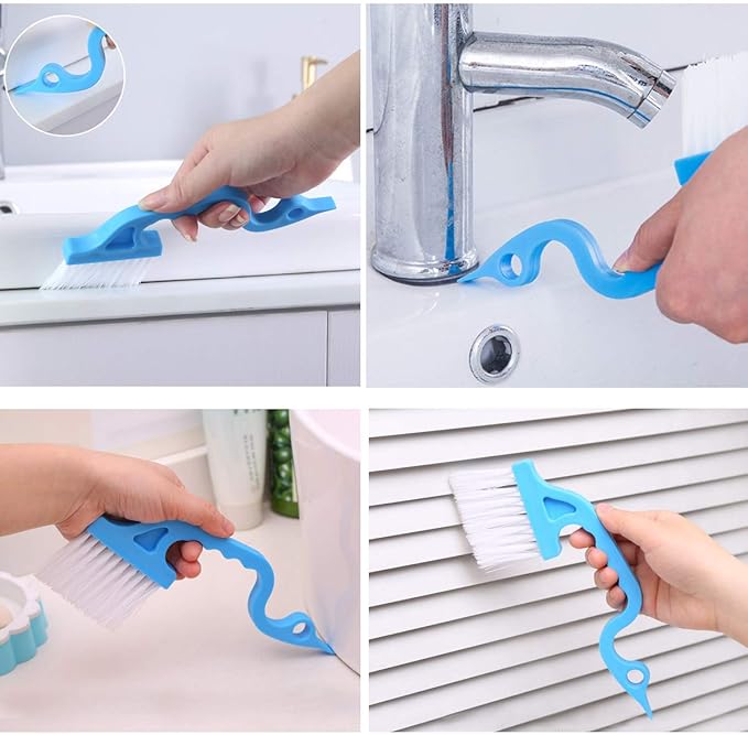 Magic Window Cleaning Brush,Window Groove Cleaning Brush Set，Hand-held Groove Gap Cleaning Tools,Window Blind Sliding Door Track Cleaner Duster Brush for Tile Lines Car Vents Keyboard（8Pcs）
