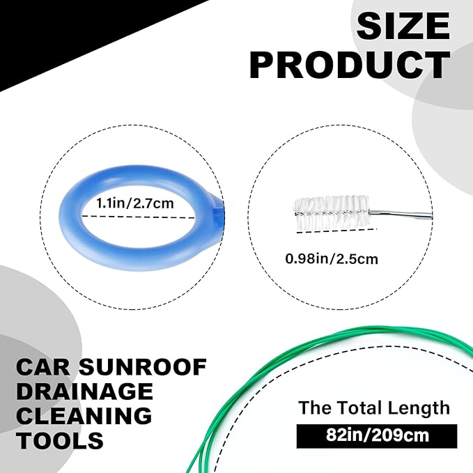 Auto Sunroof Drain Cleaning Tool, 78" Long Flexible Tube Cleaning Brush, Extra Long Tube Cleaning Brush for Slim Drain Dredge Tool for Cars Sunroof, Windshield Wiper Drain Hole, Sewer Drain Holes