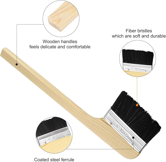 HARFINGTON Paint Brush 3Pcs 4" Brush Width Reusable Variety Angled Bend Brushes Radiator Paint for All Latex Oil Painting Furniture Walls Treatment, Black