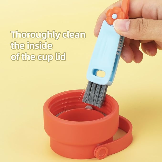 6Pcs 3 in 1 Cup Lid Cleaning Brush, Multifunctional Bottle Cleaning Brush, Cup Lid Gap Cleaner for Home Kitchen