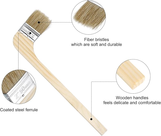 HARFINGTON Paint Brush 2Pcs 2" Brush Width Reusable Variety Angle Bend Brushes Radiator Paint for All Latex Oil Painting Furniture Walls Home Improvement