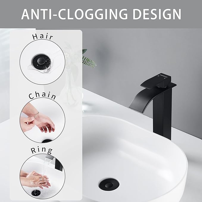 Fransiton Bathroom Sink Drain Stopper, 1.1-1.77 Inch Basin Pop Up Black Sink Drain Stopper, Anti Clogging Drain Plug with Detachable Hair Catcher Matte Black