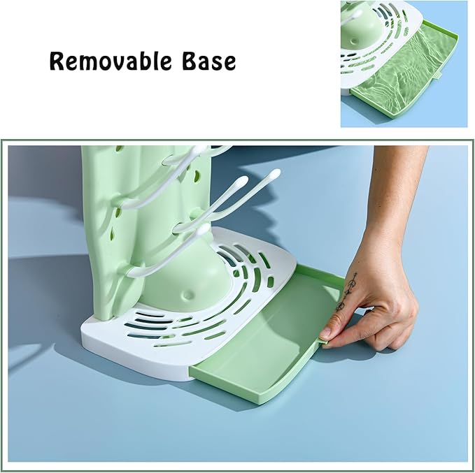 PandaEar Baby Bottle Drying Rack, Countertop Vertical Rack Detachable Travel Bottle Rack, Space Saving Standing Drying Rack for Baby Accessories Green