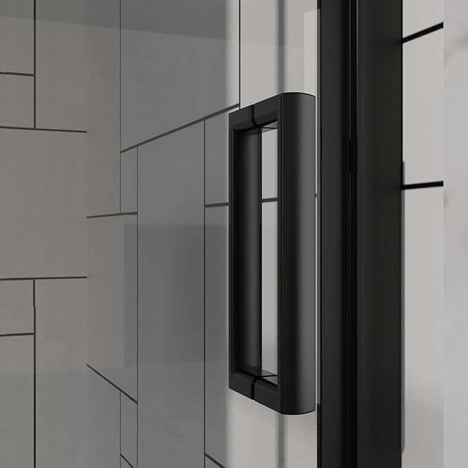 Frameless Bi-Fold Shower Door 30" W x 72" H, 1/4" Clear Tempered Glass, Folding Swing Design, Reversible Installation, Black Finish, Space-Saving Glass Shower Door for Small Bathrooms