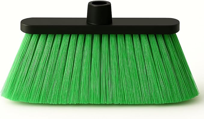 ALMA Apple Green 14" Soft Sweep Broom Head – Lightweight Flagged Bristles – 7/8" Universal Thread – Recycled PP(Apple-Green, ALMA)