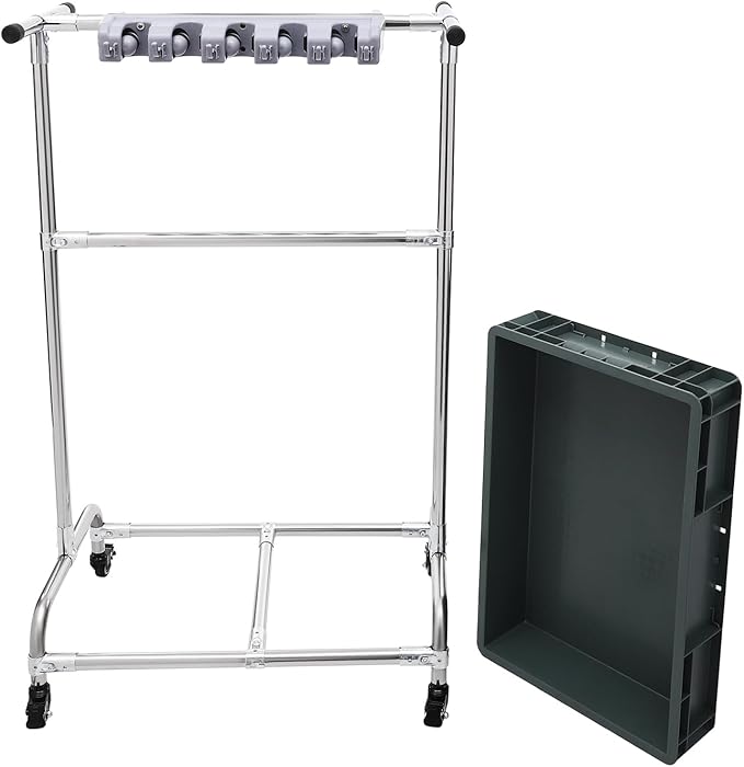 Broom and Mop Holder Put Wet Mops Movable Floor-Mounted Mop Rack Floor Standing Cleaning Tool Cart Storage with 12 Pack and Wheel Broom Holder Organizer for Garden,Garage, Shed, Outdoor