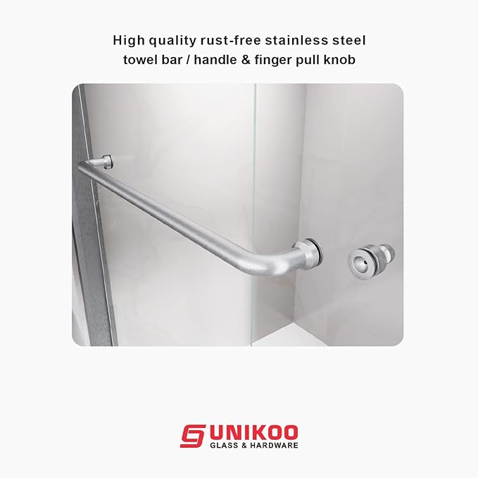 60" W x 60" H Double Sliding Frame Bathtub Door with 5/16" Clear Tempered Glass,Stainless Steel Roller Brackets,Waterproof Threshold Track,Easy-Cleaning Coating & Towel Bar/Knob, Brushed Nickel