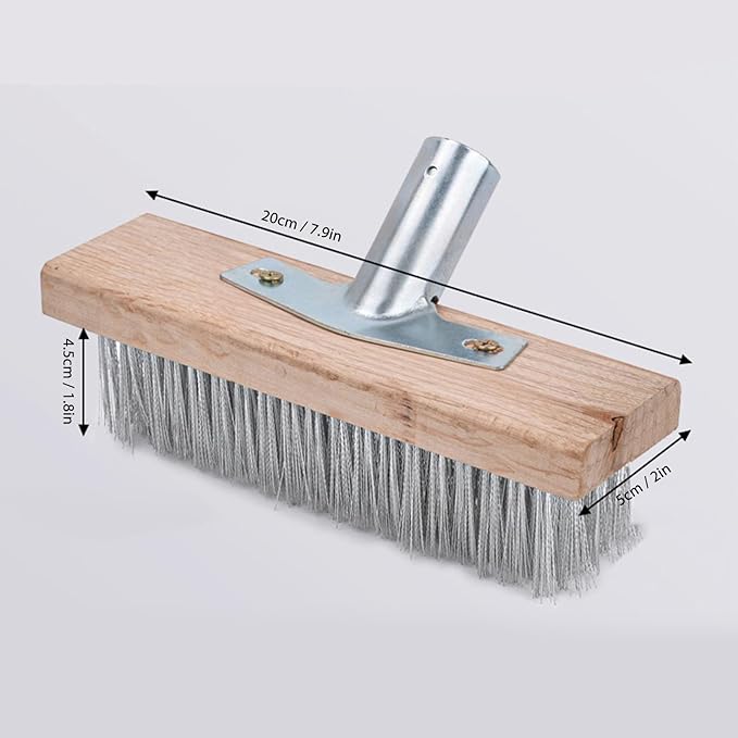 Vikye Scrub Brush with Long Handle, 7.9inch Heavy Duty Floor Scrubber Brush, Stiff Scrubber Brush for Cleaning Shower Bathroom Patio Garage