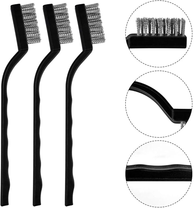 15 Pcs Mini Stainless Steel Wire Brush Set for Cleaning Welding Slag Rust, Wire Bristle Scratch Brush Set, Curved Handle Brushes
