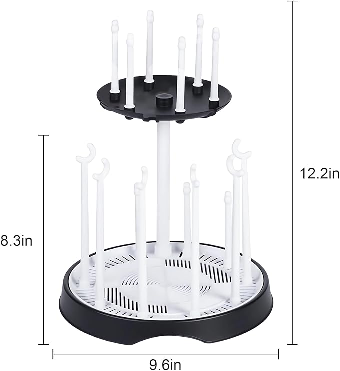 Baby Bottle Drying Rack,Double-Layer Bottle Drying Rack,Hold Up to 16 Baby Bottles,Suitable for Indoor, Kitchen, Living Room（Black and White）