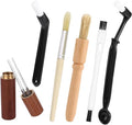 6pcs Coffee Cleaning Brush Set, Natural Bristle Coffee Grinder Brush Long Handle Barista Espresso Machine Cleaning Tools for Maker Cups Portafilters