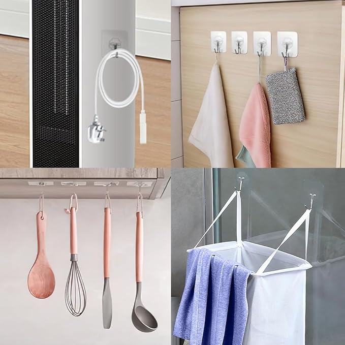 72pcs Adhesive Wall Hooks - 22lb(max) Heavy Duty Hooks for Hanging