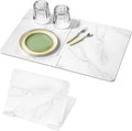 Luxspire Dish Drying Mat for Kitchen Counter 24"x16", Fast-Absorbing Stone Drying Mat Non-Slip Stone Kitchen Drying Mat for Dishes, Cups Waterproof Counter Protector for Kitchen Bath, Marble White