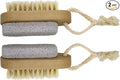 2 Pcs 2-in-1 Pumice Stone and Brush, Wooden Cleaning Fingernail Scrub Brush Finger Toes Nails Cleaner Brushes Exfoliator Pedicures Calluses Remover Scrubbing Fingernails Manicure Pedicure