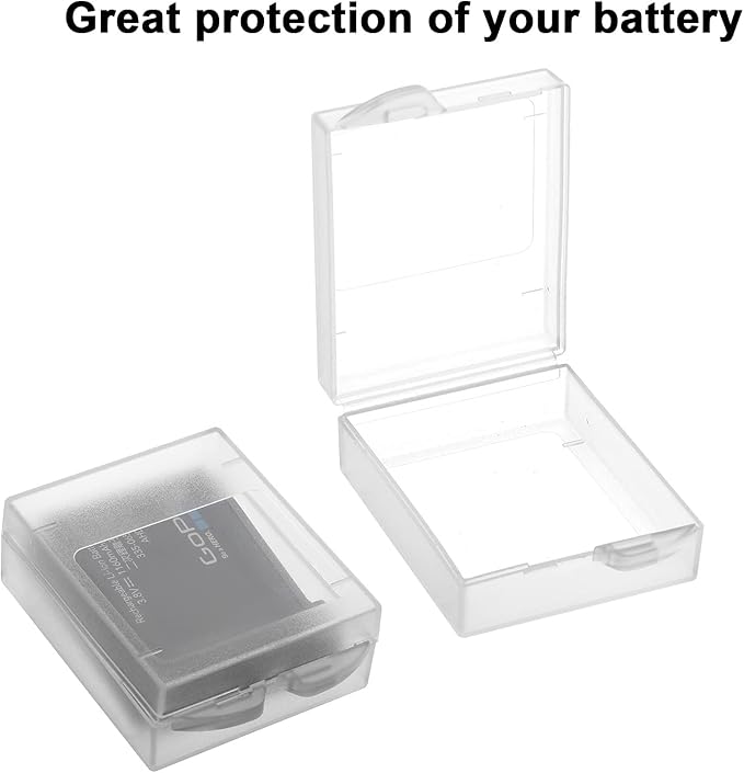 Cosmos Pack of 6 Plastic Protective Storage Case Boxes Holder Compatible with GoPro Hero Battery Frosted Clear Color