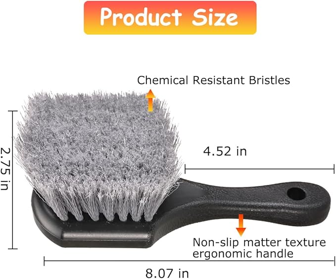 Tire Brush Wheel Cleaner Brush,Soft Bristle Cleaning Brush,Car Wash Brush Clean Tires & Wheel Releases Dirt and Road Grime,Car Accessories for Women/Men,Short Handle for Easy Scrubbing,Scratch-Fr-ee