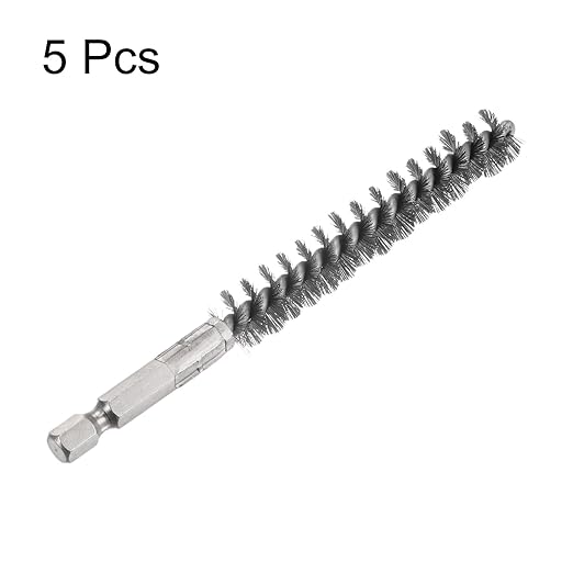 HARFINGTON 5Pcs Bore Brush Stainless Steel 12mm Dia Cleaning Twisted Wire Brush Tube Pipe Cleaner with Handle 1/4 Inch Hex Shank for Tubes, Ports, Bearings
