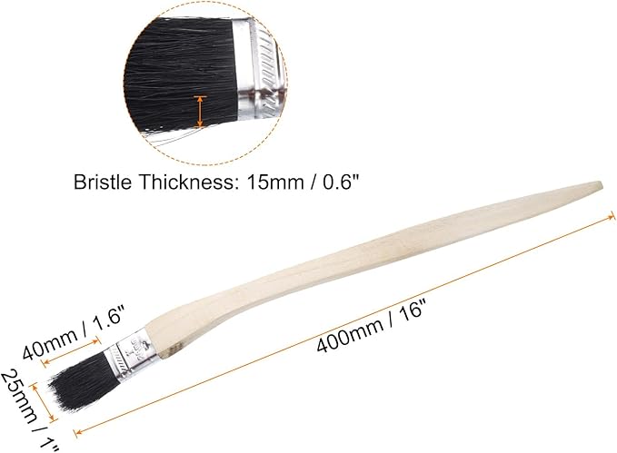 uxcell 3pcs Bent Radiator Paint Brush 1" Width Curved Wall Paint Soft Bristle Brushes with Long Wood Handle for Painting DIY Wall Treatment