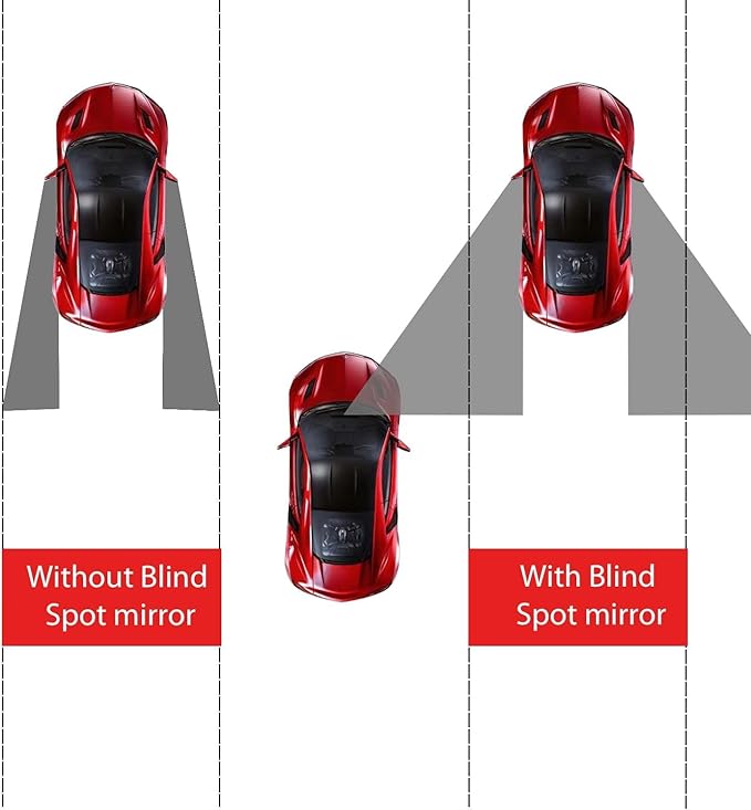LivTee Blind Spot Car Mirror, Rectangular HD Glass Frameless Convex Side Mirror Blindspot, Reusable 360° Wide Angle Rear View Car Mirrors with Powerful Adjustable Suction Cup - Exterior Mirrors