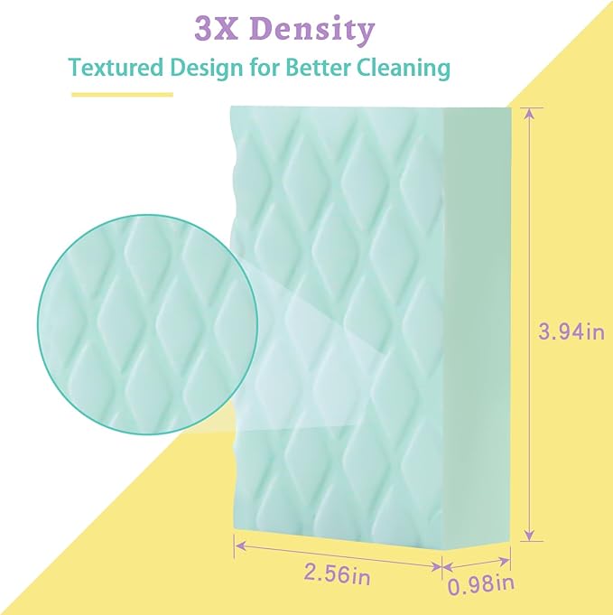 Color-Coded Magic Sponges, Assign Colors for Kitchen, Bathroom & More | Long Lasting Melamine Eraser Pads (12/Pack)