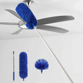 Cobweb Duster with Extension Pole, Ceiling Cob Web Cleaner Kit with 2 Duster Heads, 15-100 Inch Telescopic Microfiber Cleaning Duster, Long Corner Duster Tool for High Walls, Fans, Blinds Blue