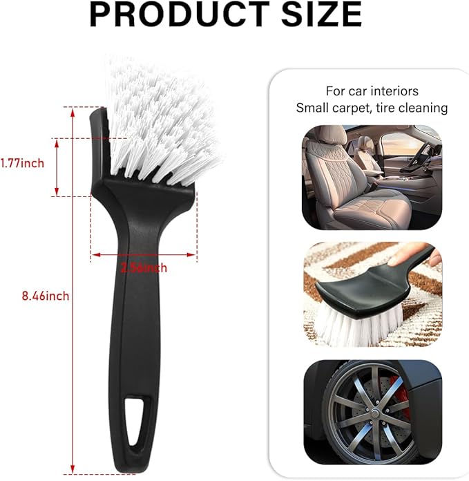 Car Carpet Cleaning Brush, Wheel Hub Scrub Brush Floor Mat Cleaning Brush with Stiff Bristle, Tire Carpet Srubber Upholstery Detailing Brush for Car Interior Home Cleaning (White)
